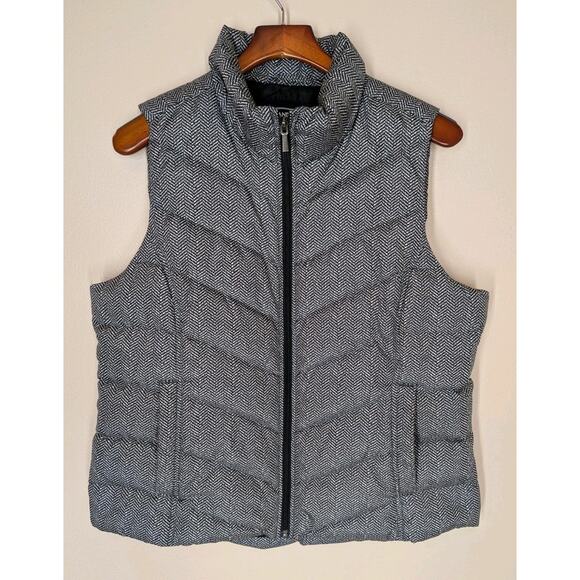 Lands' End Jackets & Blazers - Lands End Womens Large 14-16 Down Filled Puffer Vest Black White Houndstooth EUC